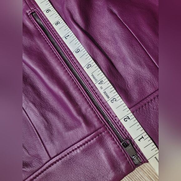 🚩Softest Boss High Waisted Raspberry Sheap Leather Pencil Skirt Size0 - Picture 5 of 12